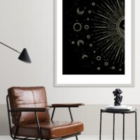 Picture frame by a reading coffee table in a living room